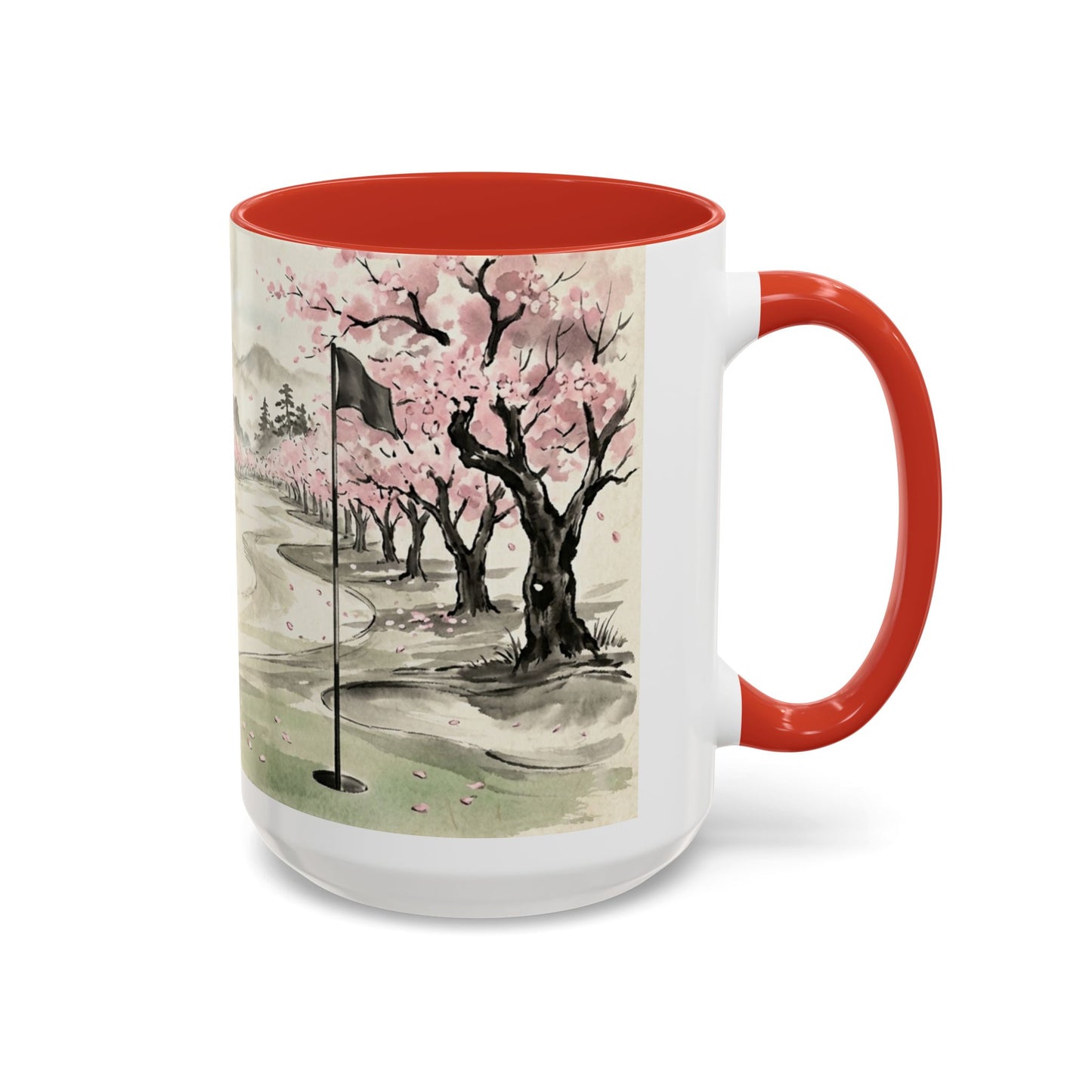 Zen Spot Golf Custom Cherry Blossom Golf Mug Scenic Sakura Golf Course Coffee Cup (11/15 oz)