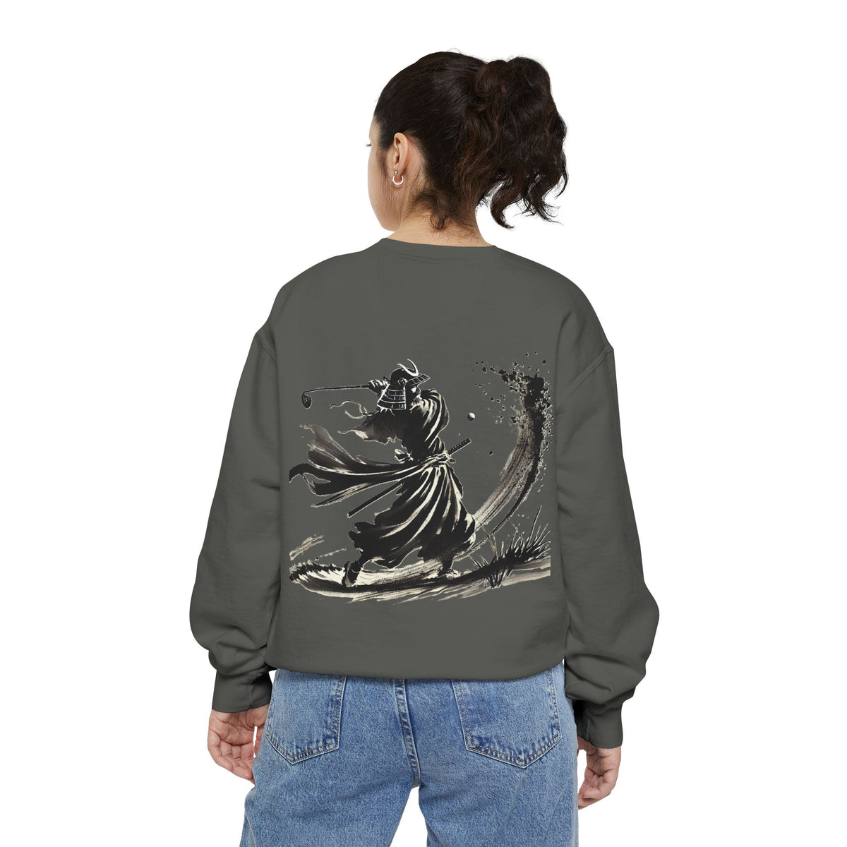Bunker Blast Samurai Golfer Chest and Back Print Sweatshirt