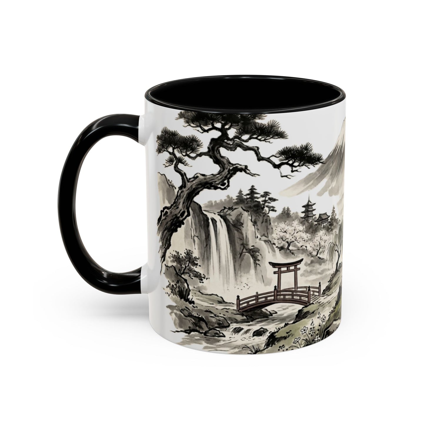 Zen Spot Golf Custom Japanese Golf Scene Accent Coffee Mug Ukiyo-e Style Golfing Geisha (11/15oz)