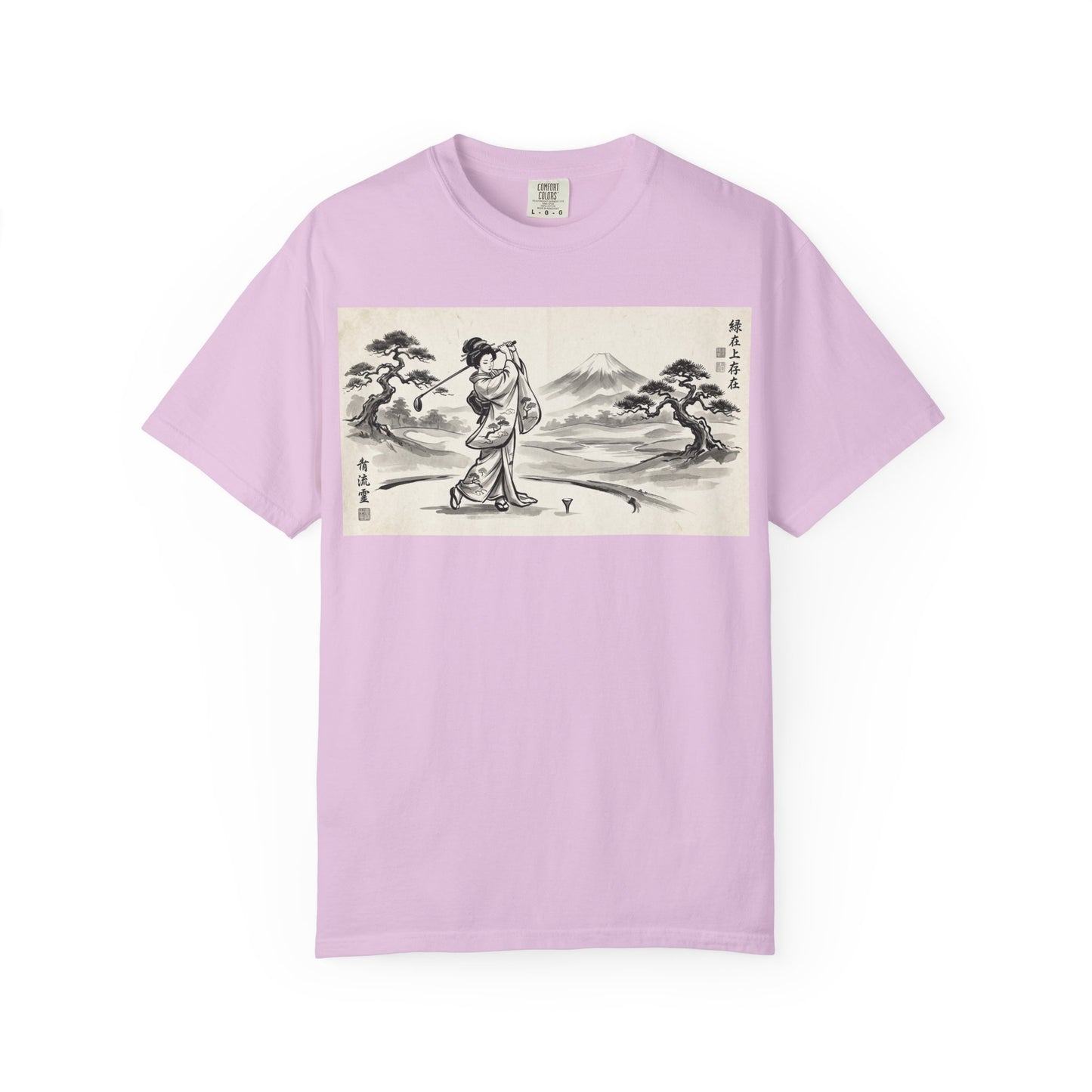 Zen Spot Golf Custom Vintage Geisha Golfer & Mount Fuji Graphic T-Shirt