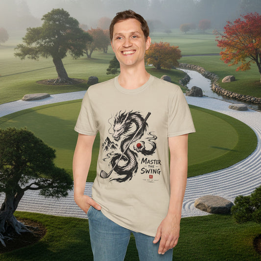 Dragon Golf T-Shirt — "Master the Swing" Asian Ink-Style Golf Shirt