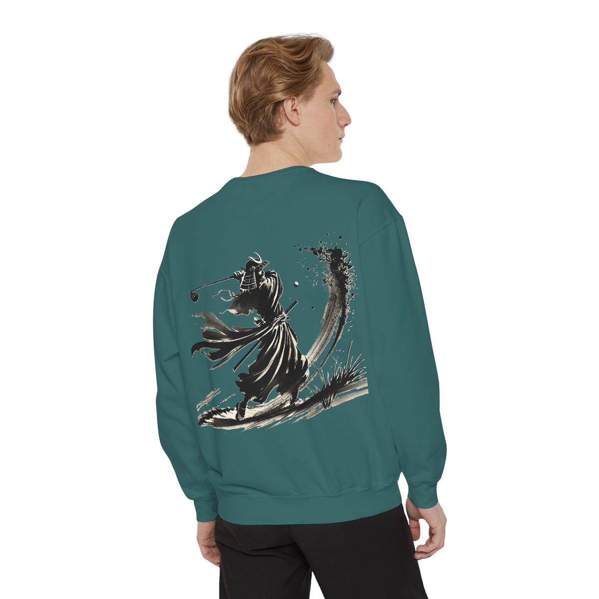 Bunker Blast Samurai Golfer Chest and Back Print Sweatshirt