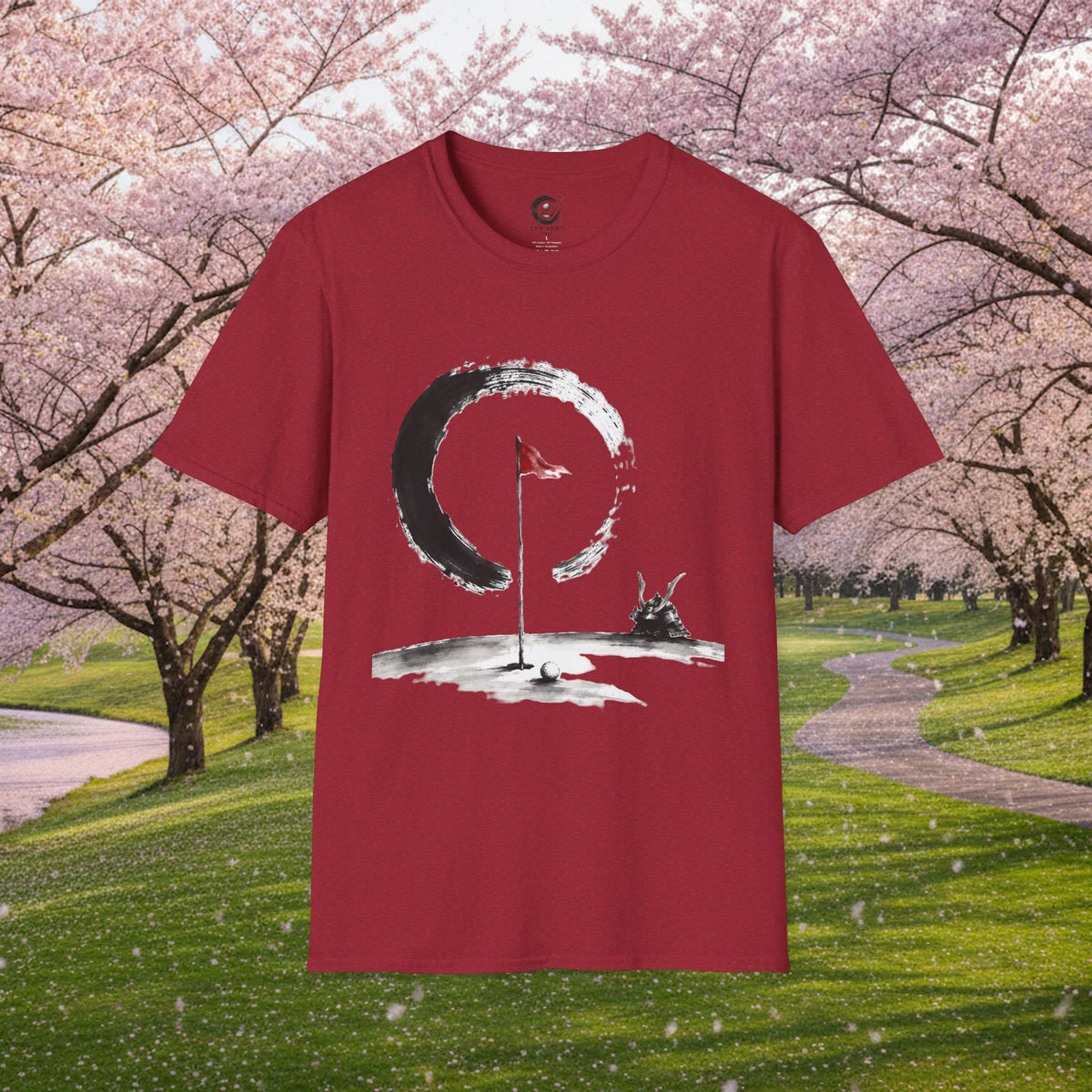 Zen Golf T-Shirt — Minimalist Golf Flag & Enso Circle Tee