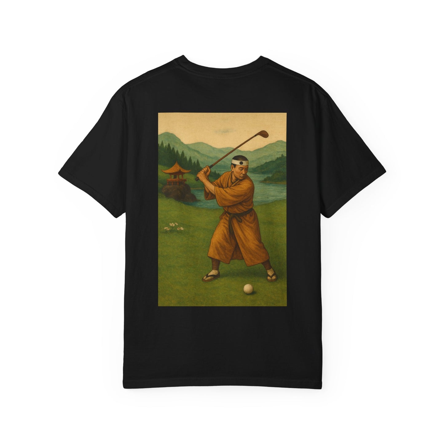 Vintage Golfer Graphic T-Shirt — Retro Asian-Inspired Golf Scene