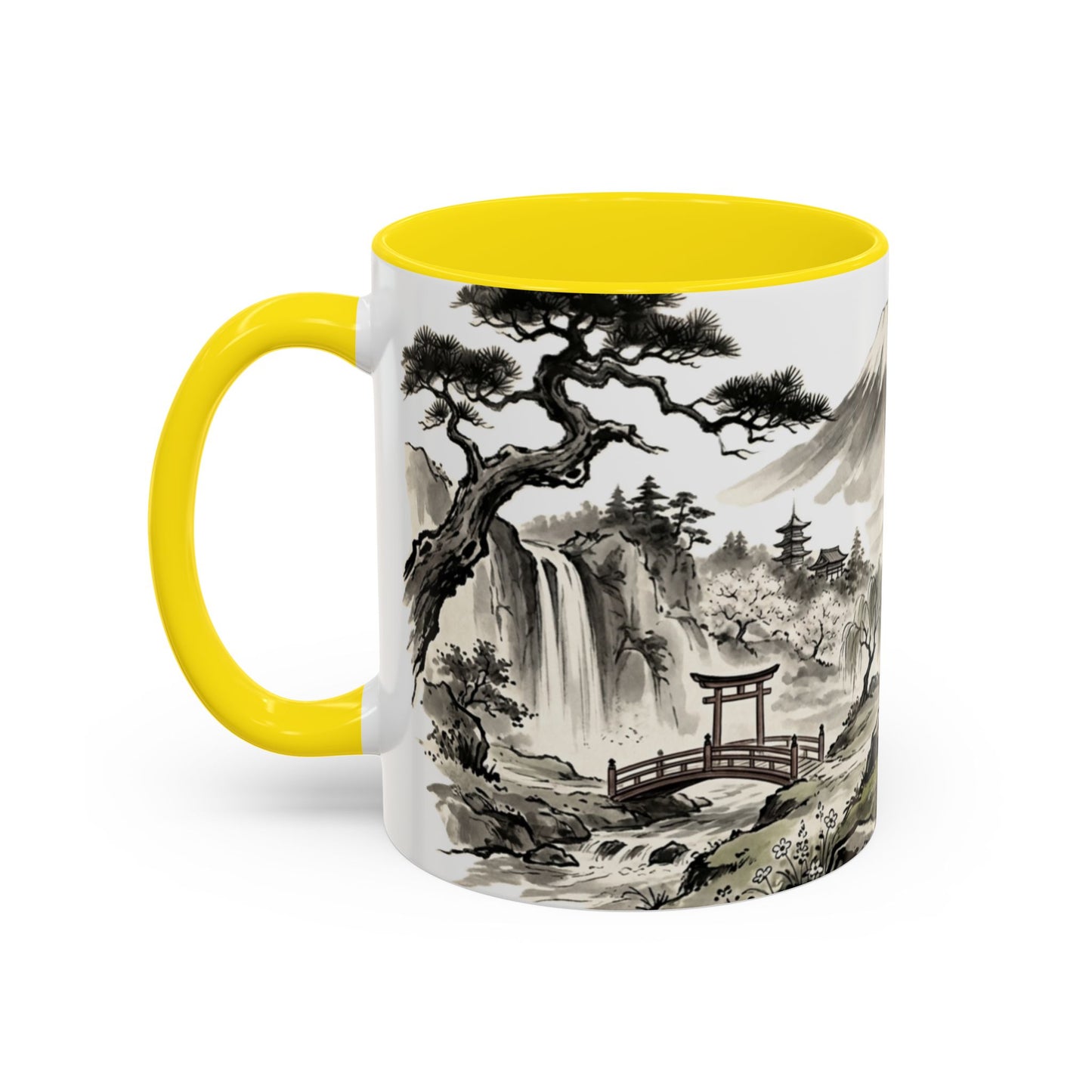Zen Spot Golf Custom Japanese Golf Scene Accent Coffee Mug Ukiyo-e Style Golfing Geisha (11/15oz)