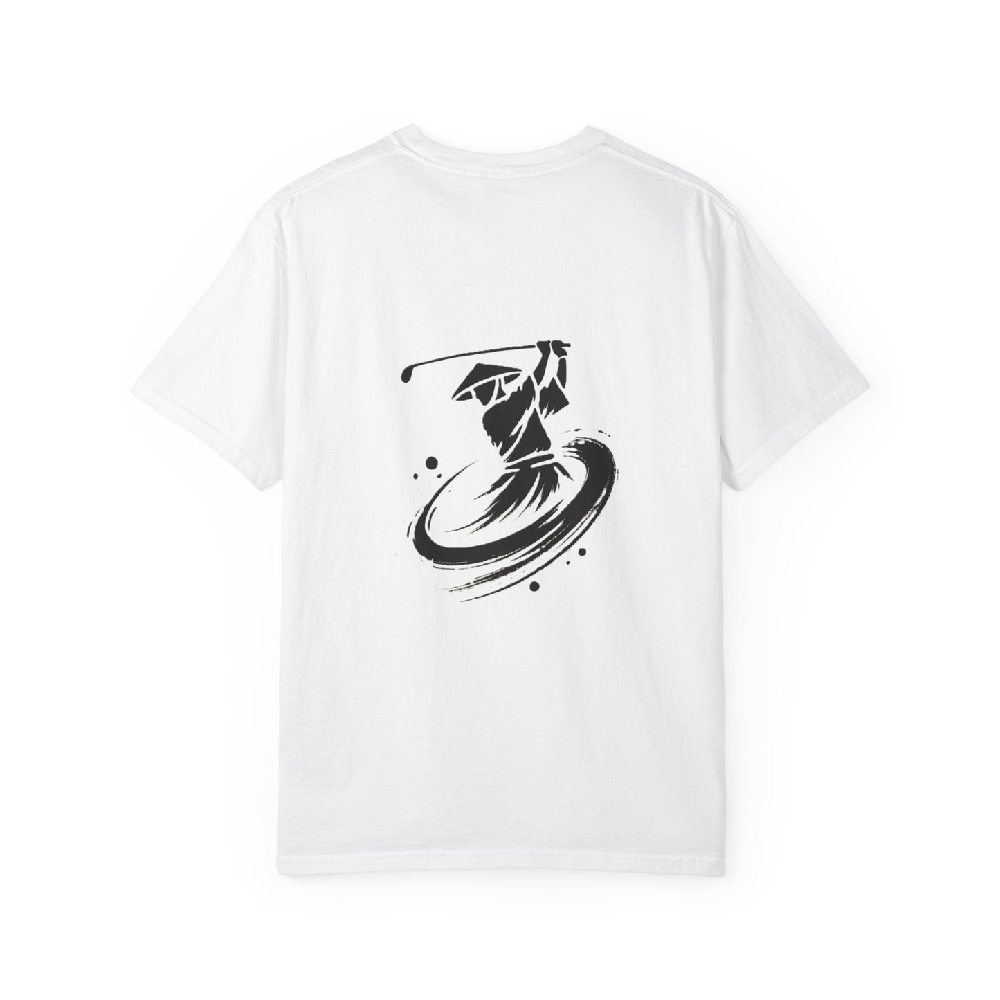 Zen Spot Golf Custom Ink Brush Golfer Swing Graphic T‑Shirt