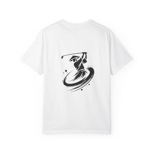 Zen Spot Golf Custom Ink Brush Golfer Swing Graphic T‑Shirt