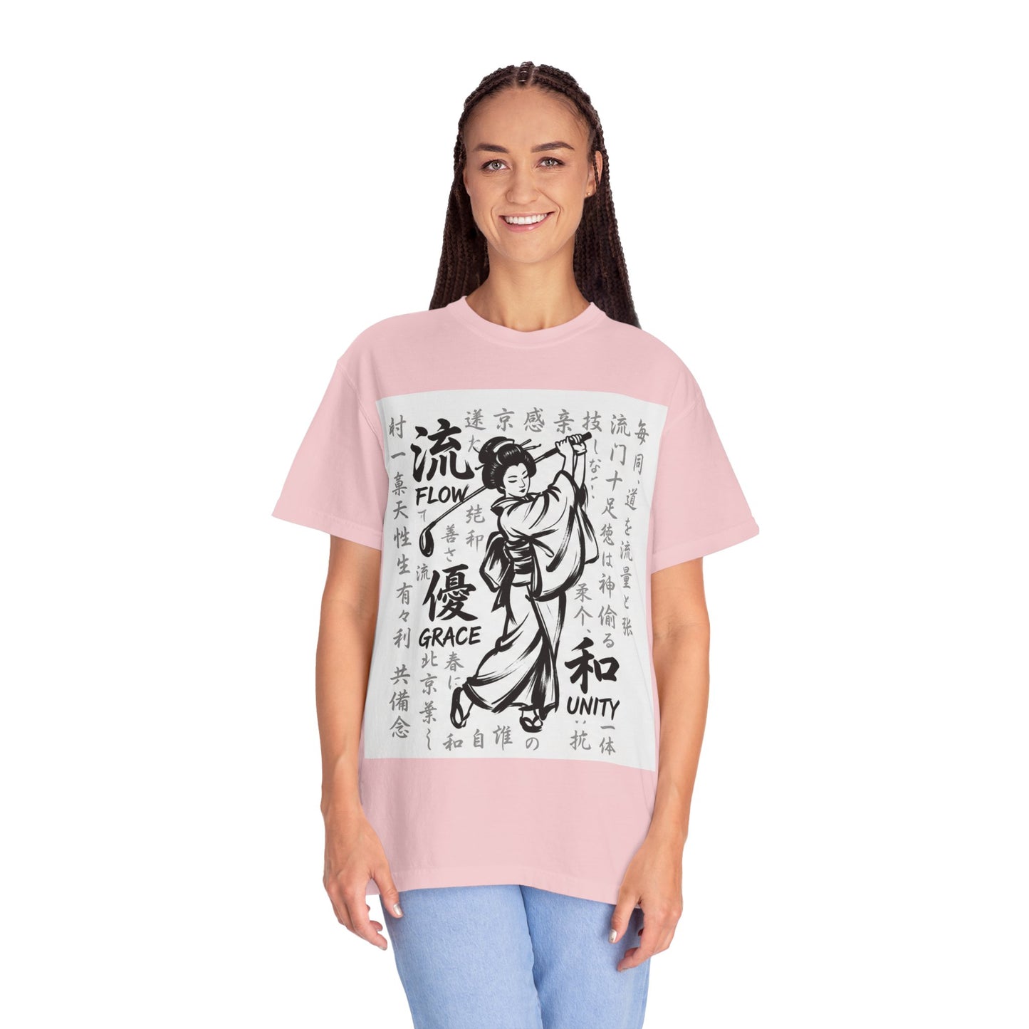 Zen Spot Golf Custom Geisha Kanji Flow, Grace, & Unity T-Shirt
