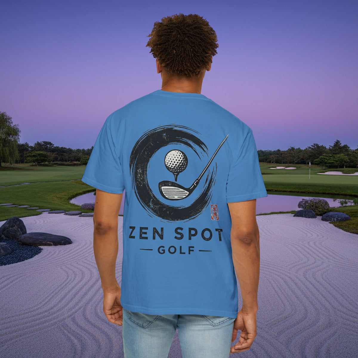 Zen Spot Golf Shop Logo Chest and Back Design Graphic T-Shirt