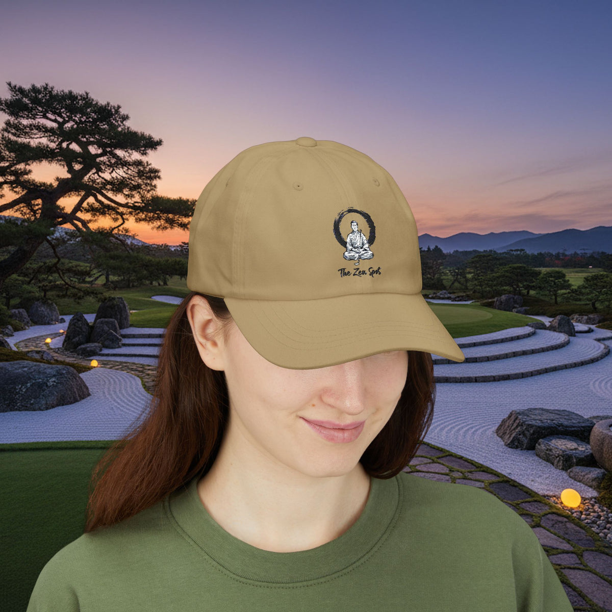 Embroidered Buddha Golfer Enso "The Zen Spot" Cap