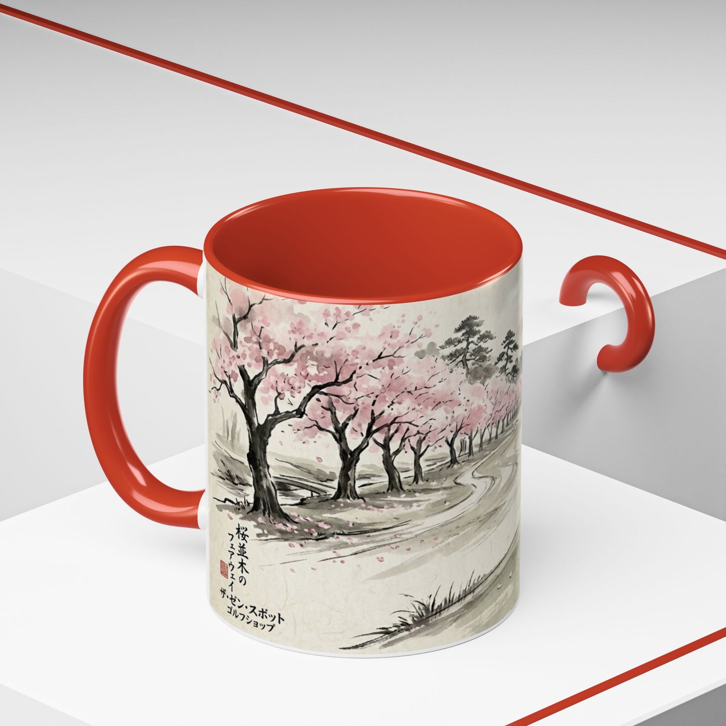 Zen Spot Golf Custom Cherry Blossom Golf Mug Scenic Sakura Golf Course Coffee Cup (11/15 oz)