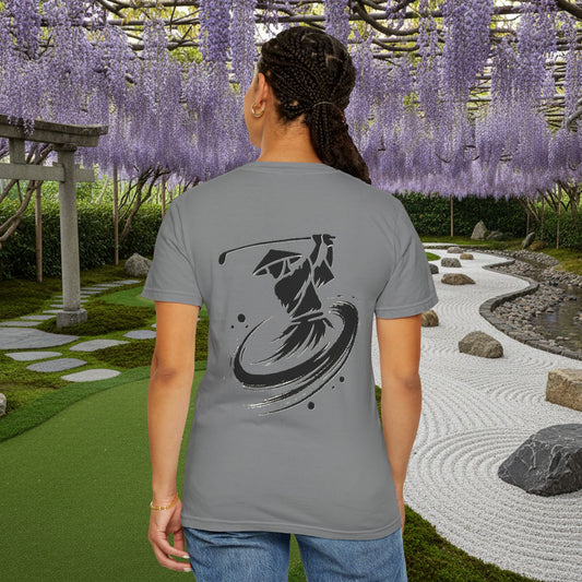 Brushstroke Golfer Kendo Swing Chest and Back Graphic T‑Shirt