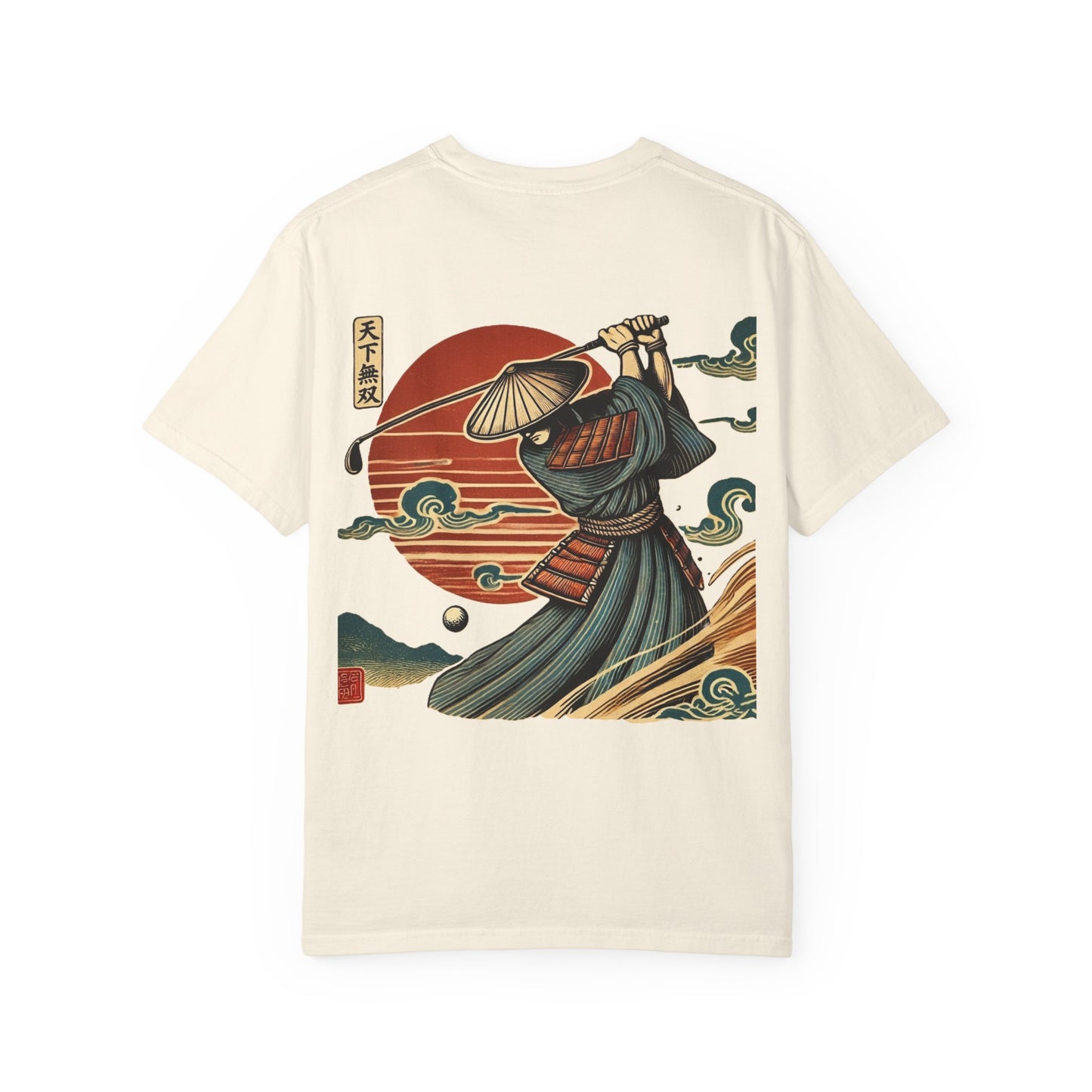 Zen Spot Golf Custom Samurai Golfer Sunset Graphic T-Shirt