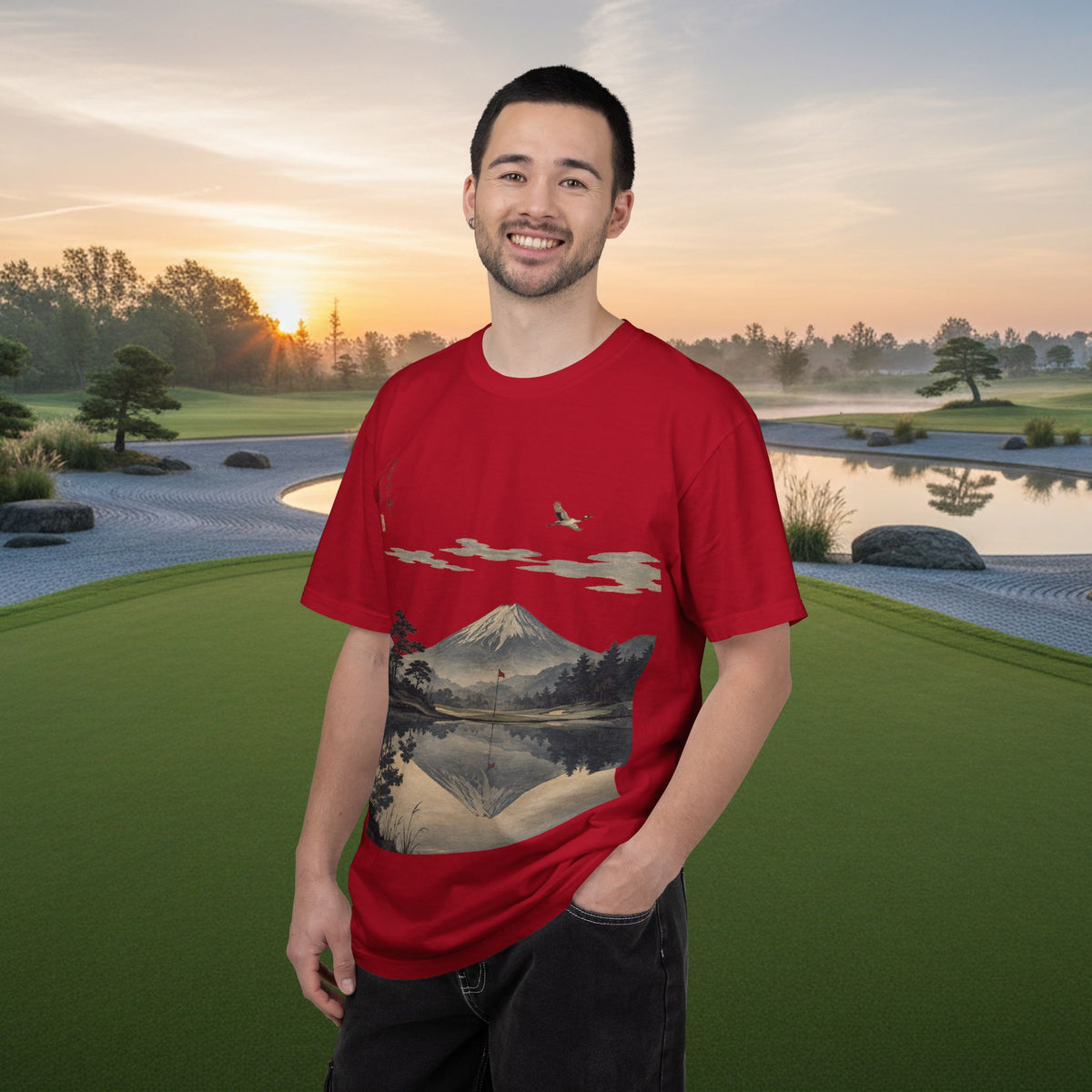 Mount Fuji Reflection Golf Course T-Shirt — Japanese Landscape Tee