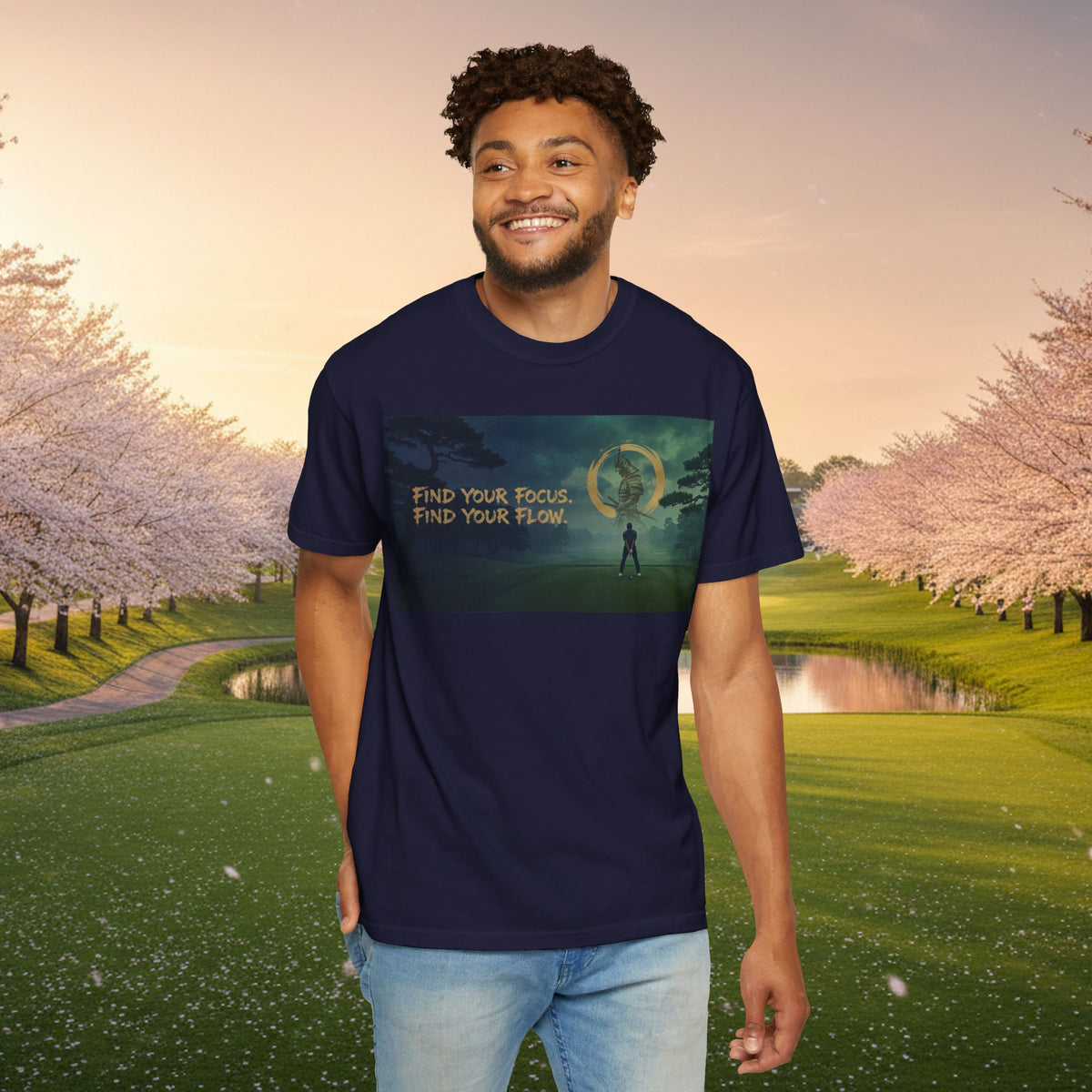 Find Your Focus Motivational Golf Course Graphic T-Shirt
