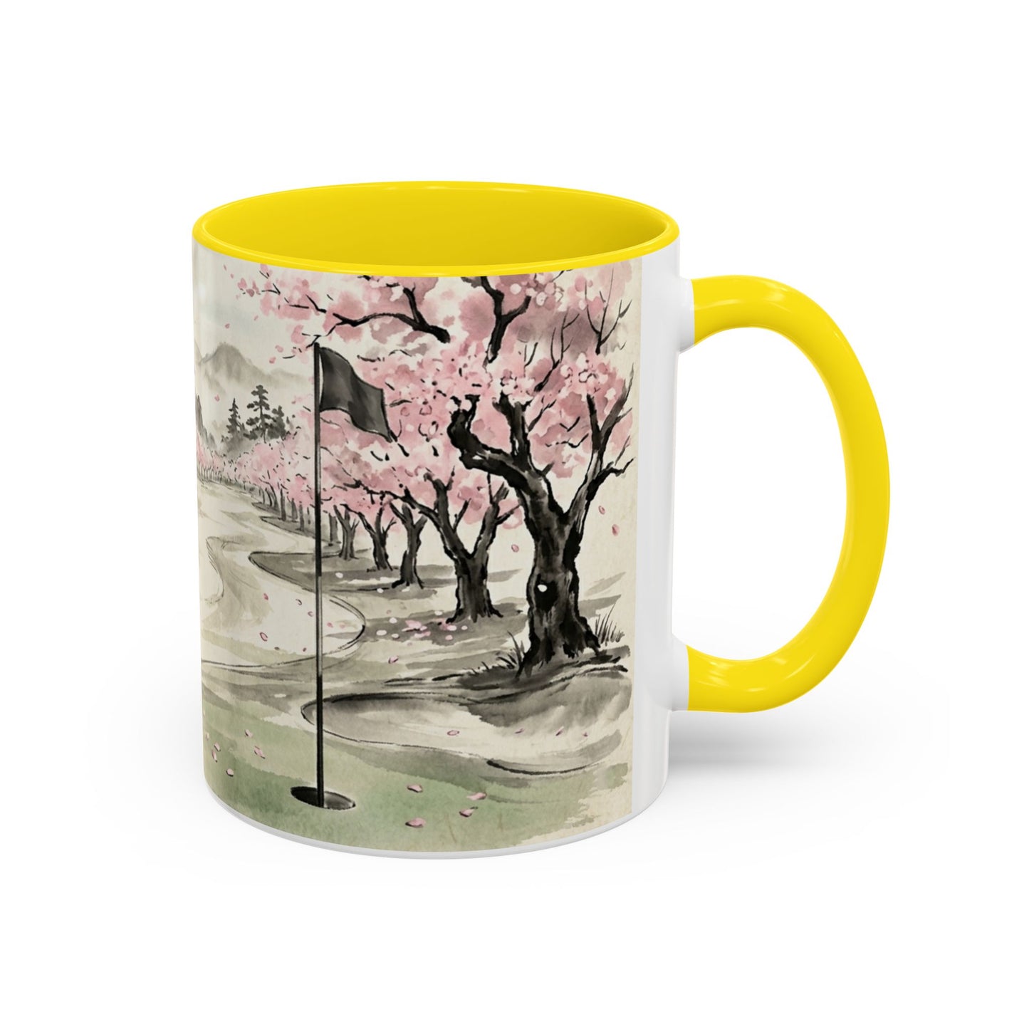 Zen Spot Golf Custom Cherry Blossom Golf Mug Scenic Sakura Golf Course Coffee Cup (11/15 oz)