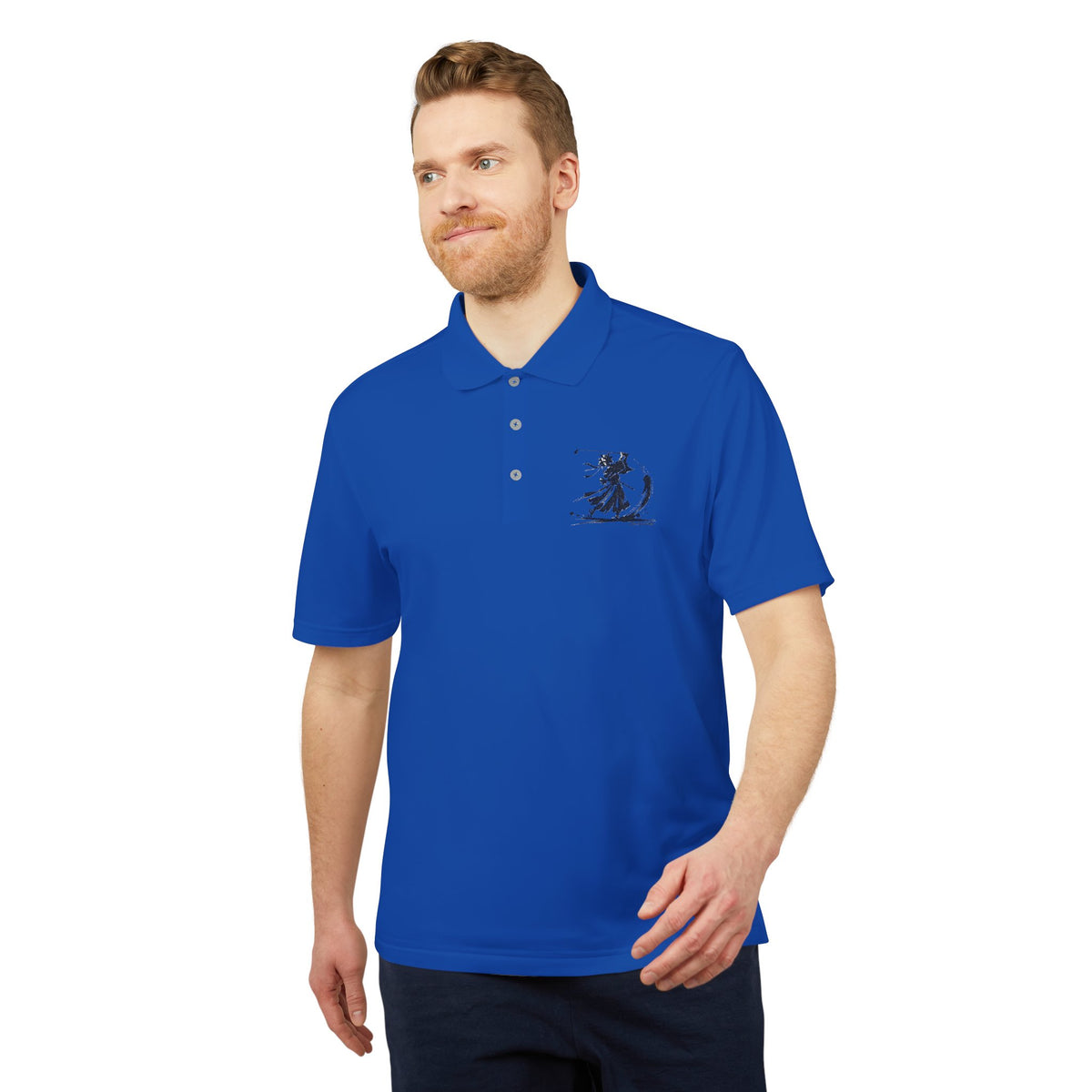 Ink Brush Stroke Samurai Golfer Zanshin Polo