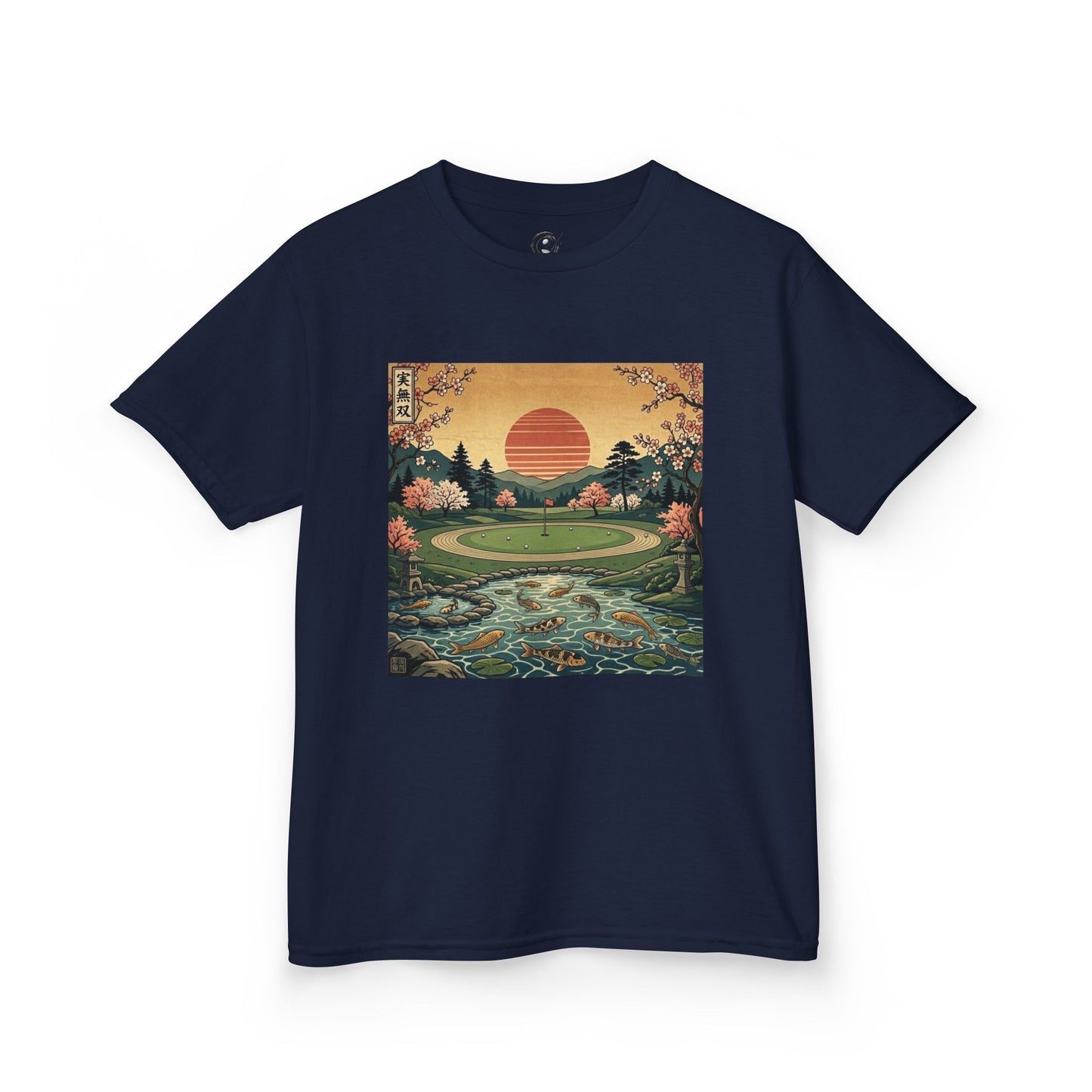 Zen Spot Golf Custom Vintage Japanese Sunset Golf Course Graphic Kids T-Shirt