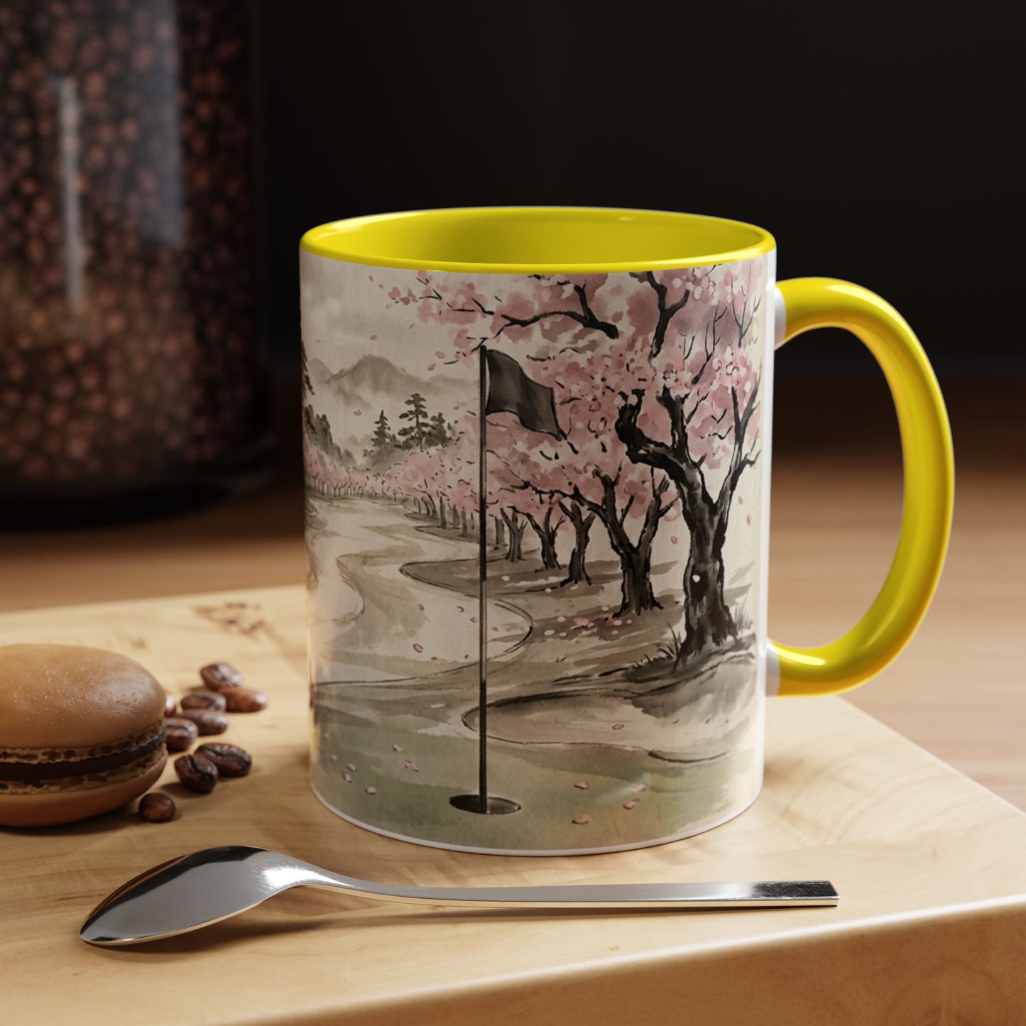 Zen Spot Golf Custom Cherry Blossom Golf Mug Scenic Sakura Golf Course Coffee Cup (11/15 oz)