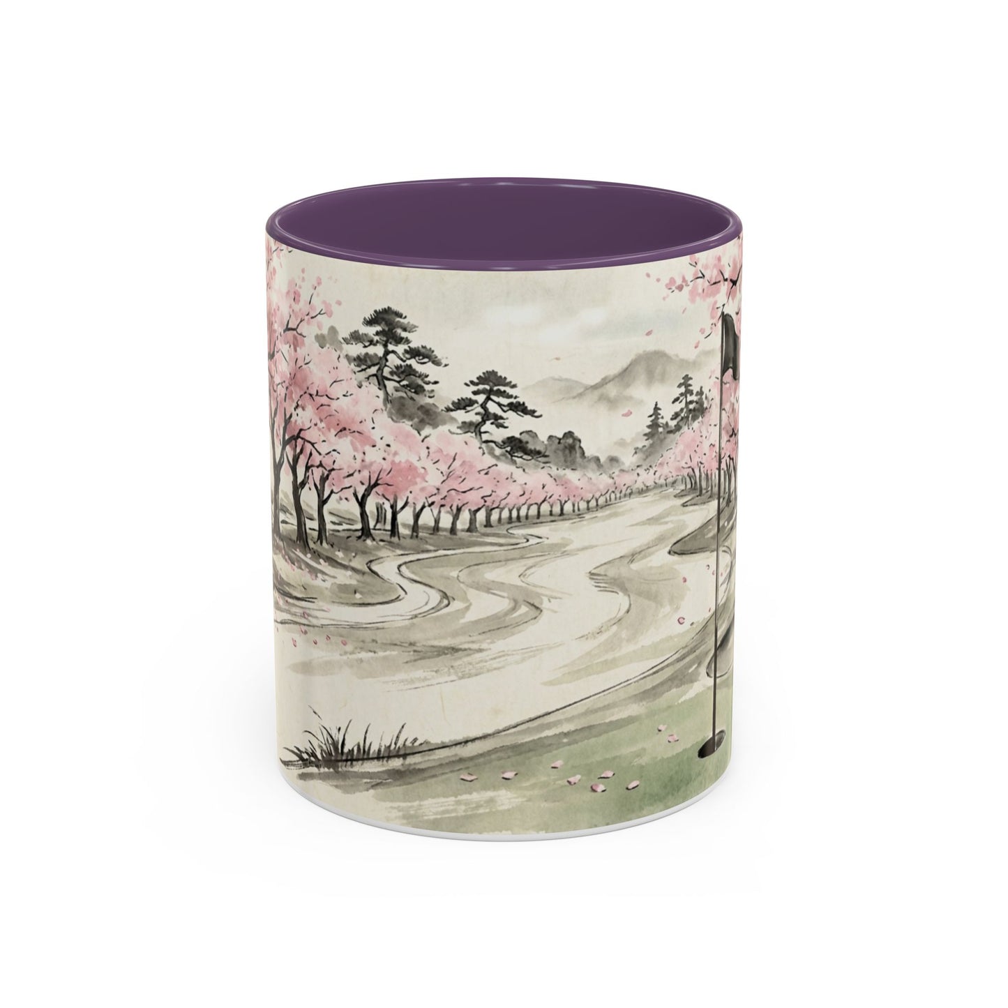 Zen Spot Golf Custom Cherry Blossom Golf Mug Scenic Sakura Golf Course Coffee Cup (11/15 oz)