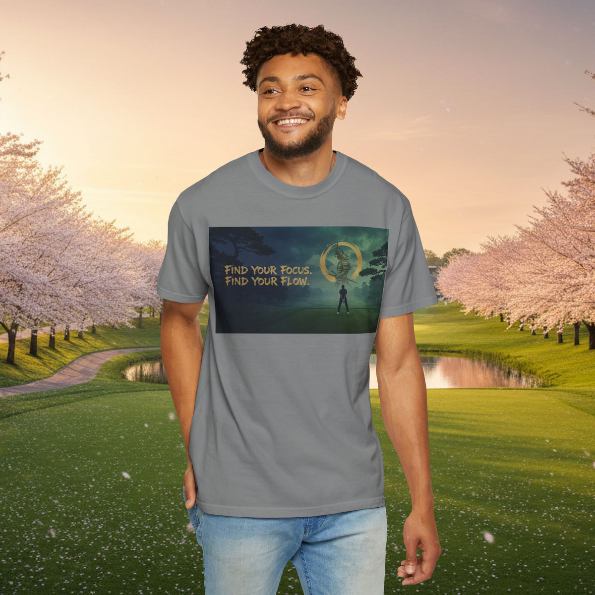 Find Your Focus Motivational Golf Course Graphic T-Shirt