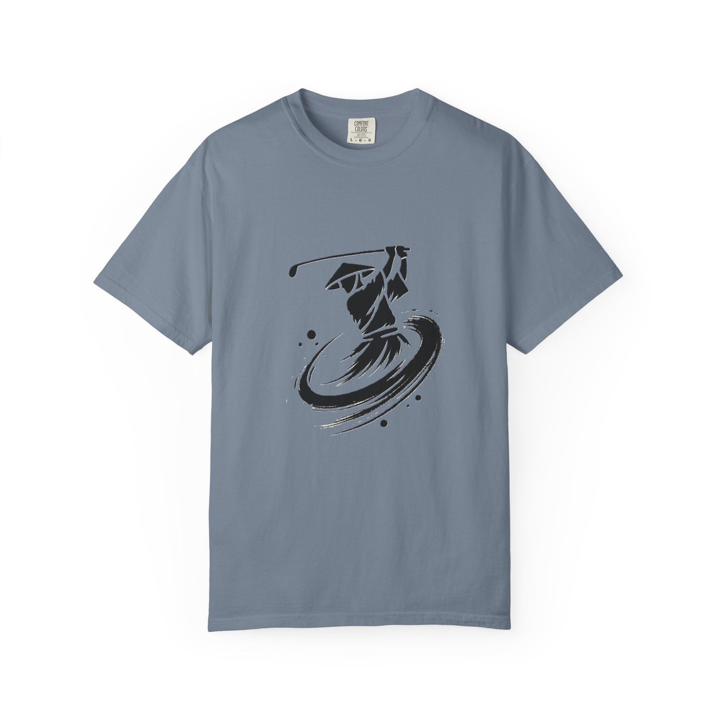 Zen Spot Golf Custom Ink Brush Zen Golfer Swing Graphic T‑Shirt