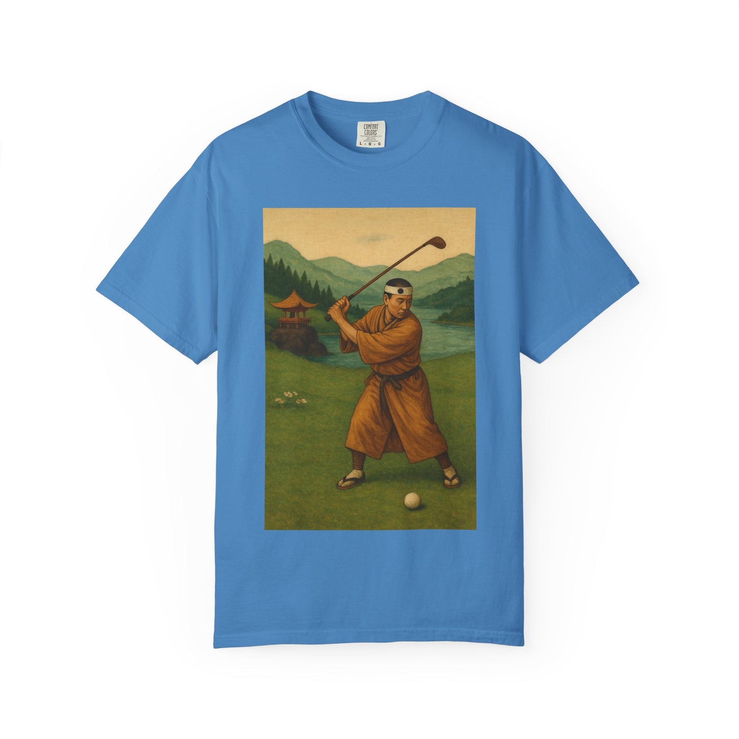 Vintage Golfer Graphic T-Shirt — Retro Asian-Inspired Golf Scene