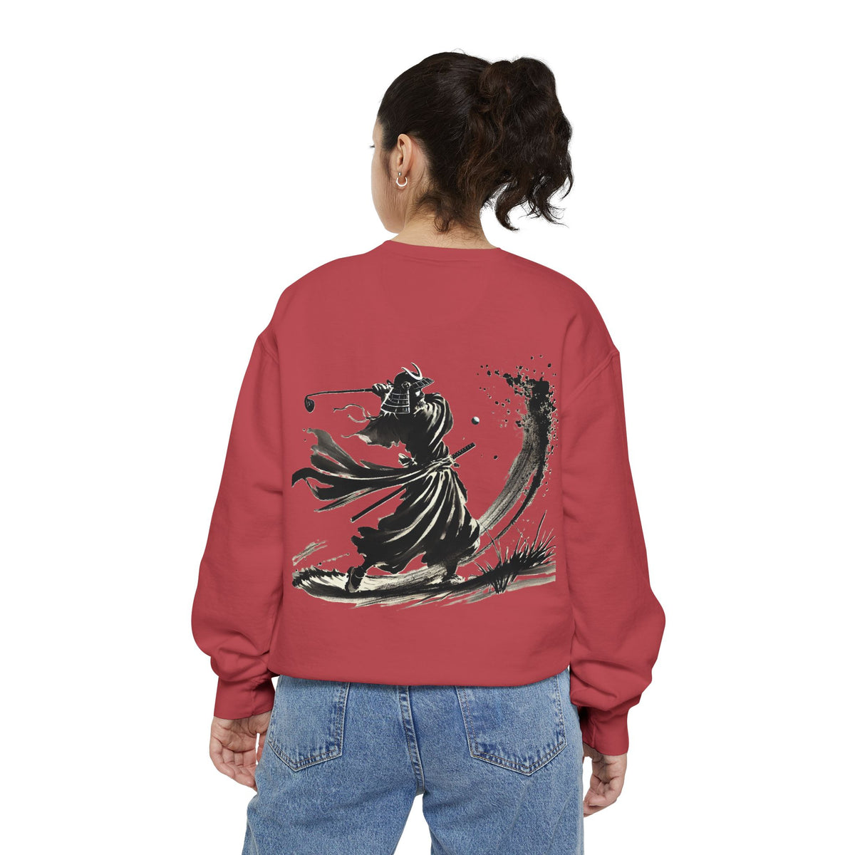Bunker Blast Samurai Golfer Chest and Back Print Sweatshirt