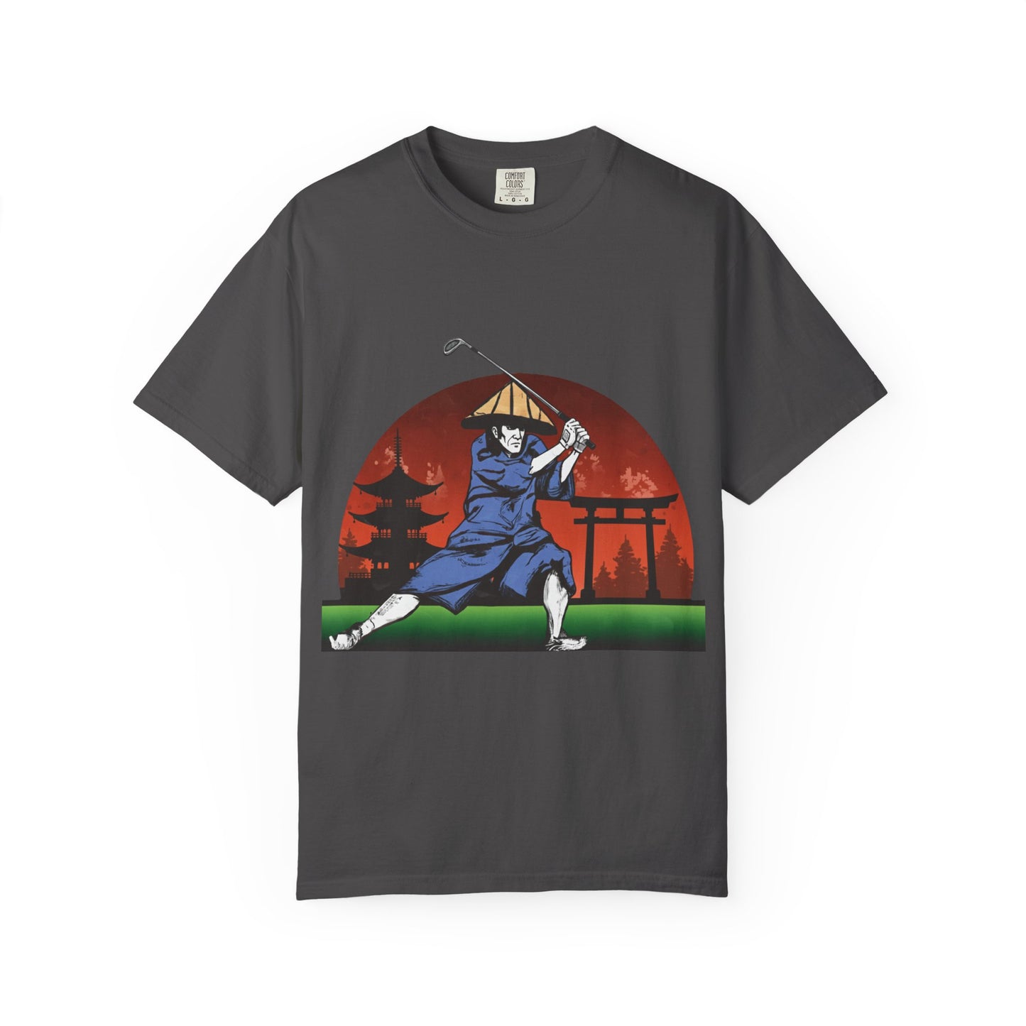 Samurai Golfer T-Shirt — Japanese Sunset Golf Graphic Tee