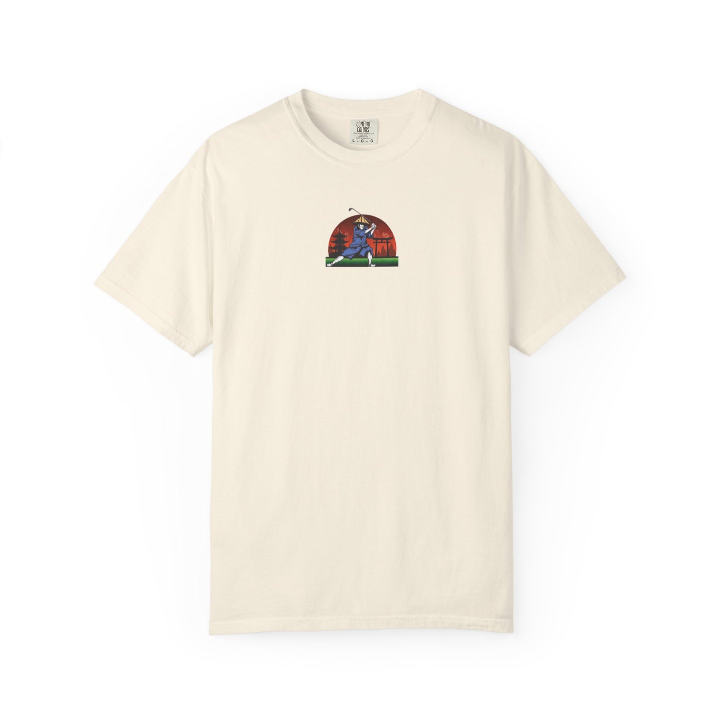Zen Spot Golf Custom Japanese Sunset Samurai Golfer Graphic T-Shirt