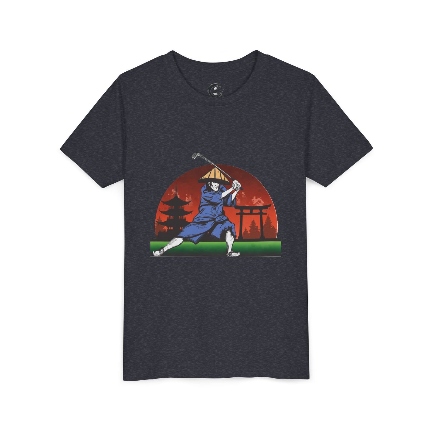 Zen Spot Golf Custom Japanese Samurai Golfer Graphic Kid T-Shirt