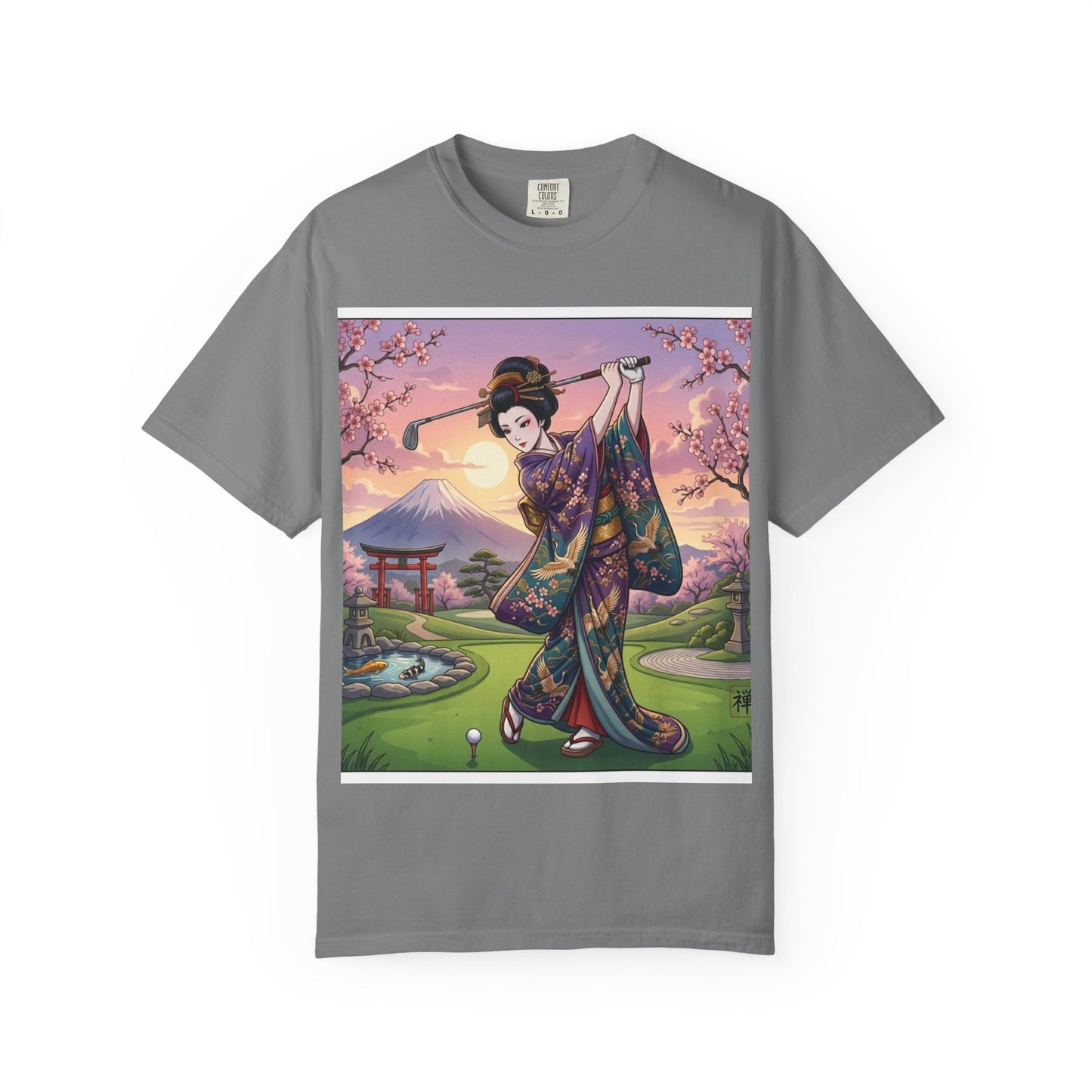 Zen Spot Golf Custom Kimono Art Geisha Golfing Sunset T-Shirt