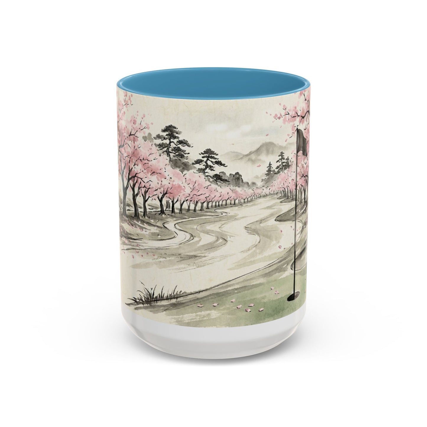 Zen Spot Golf Custom Cherry Blossom Golf Mug Scenic Sakura Golf Course Coffee Cup (11/15 oz)