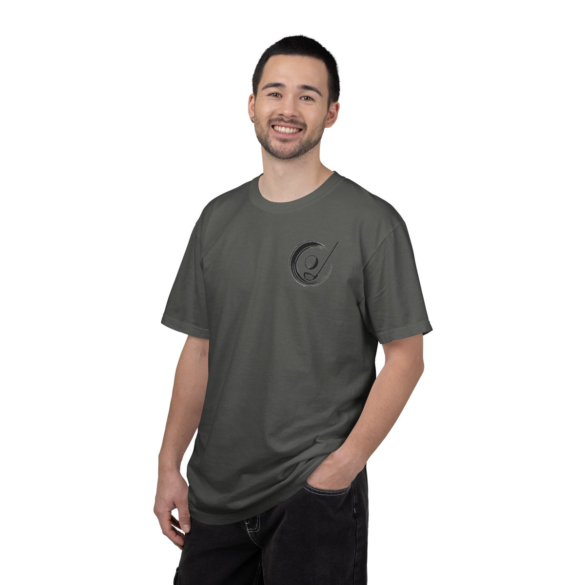 Enso Circle Chest Dragon Golf Ball Back Design Graphic T-Shirt