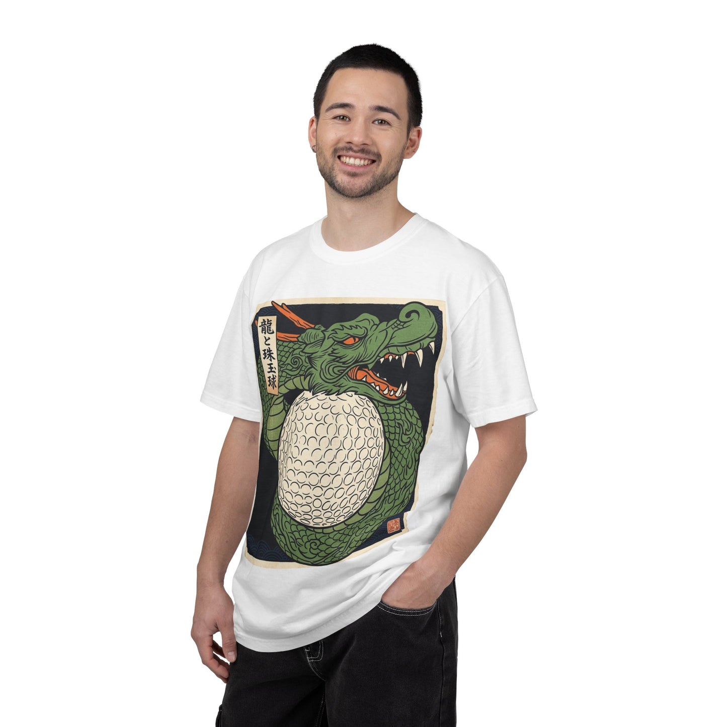 The Dragon and the Precious Pearl Ball T-Shirt — Japanese Ukiyo-e Style Golf Ball Design