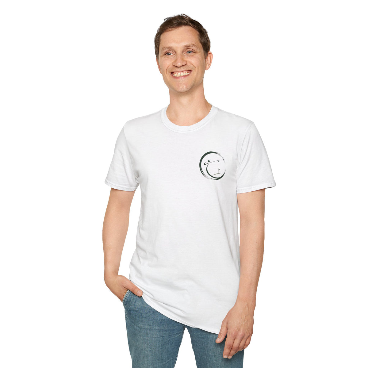 Enso Circle Golfer T-Shirt — Small Chest Logo, Cozy Casual Tee