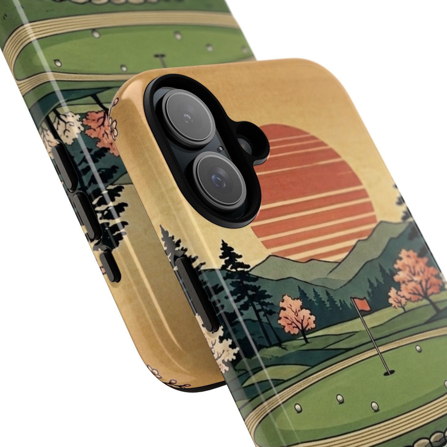 Golf Koi Pond Phone Case — Vintage Sunset Golf Course Design
