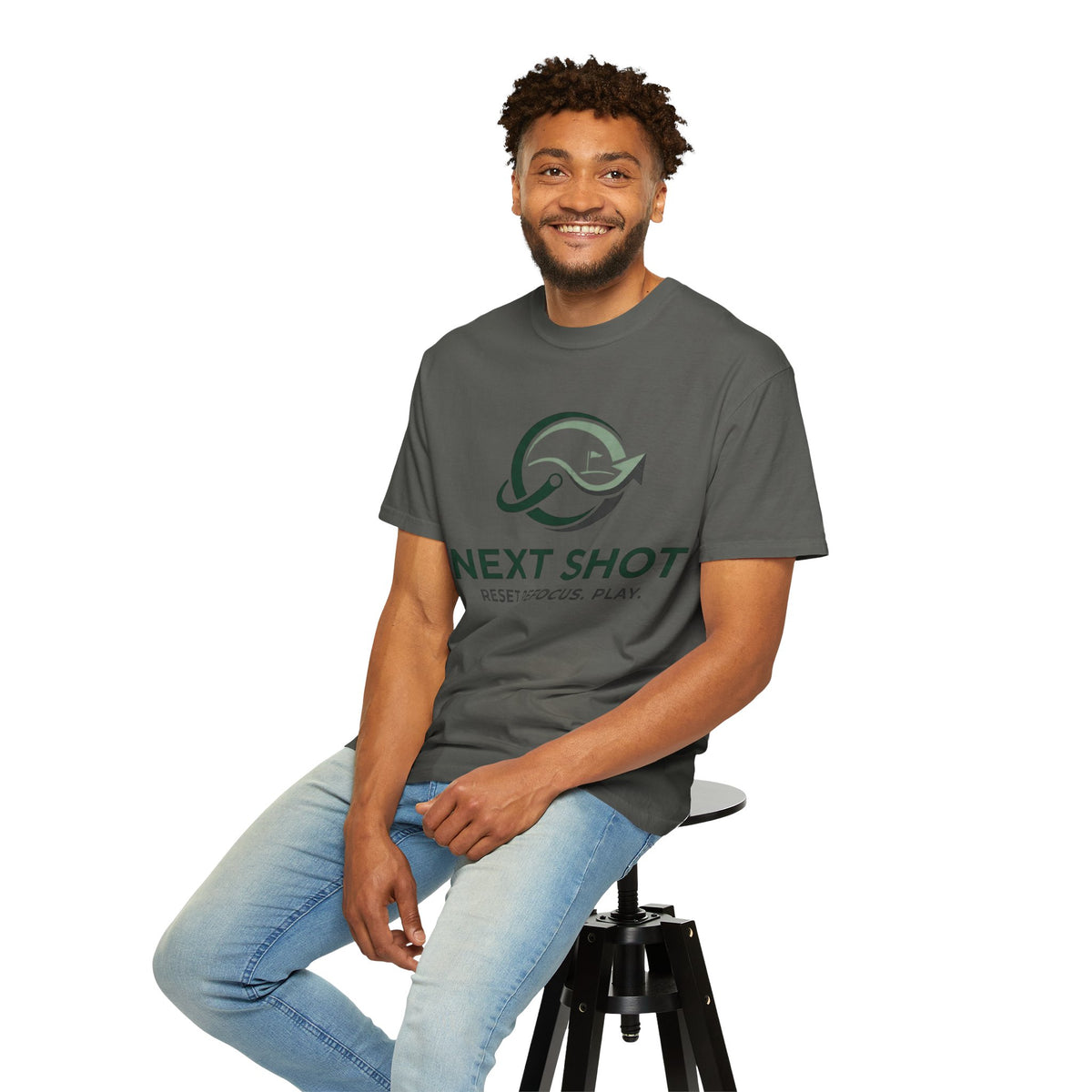 Next Shot T-Shirt — "Reset. Refocus. Play." Golf Graphic Tee