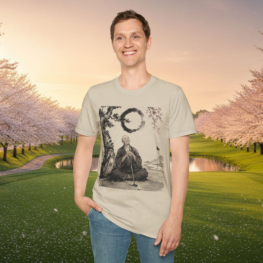 Zen Monk T-Shirt — Enso Circle & Cherry Blossom Meditation Tee