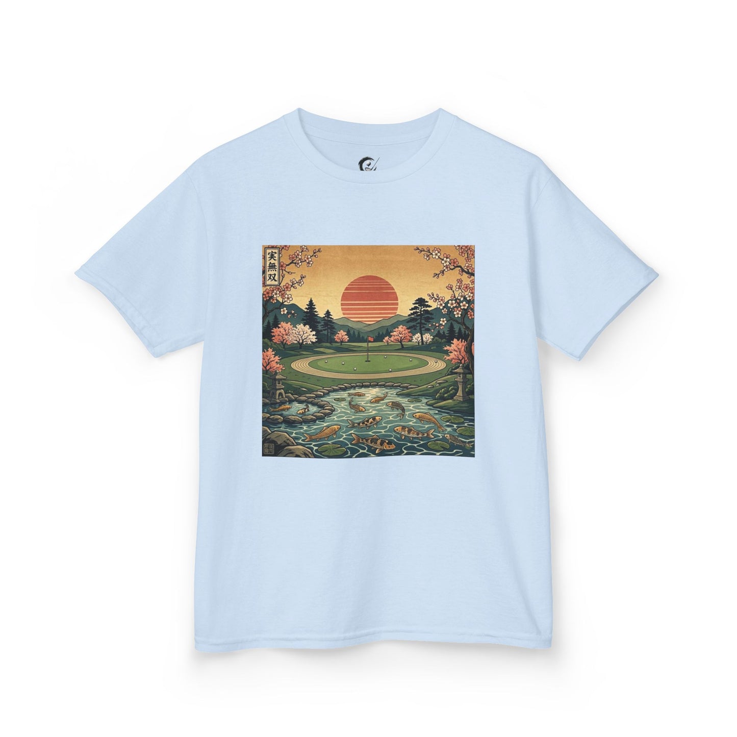 Zen Spot Golf Custom Vintage Japanese Sunset Golf Course Graphic Kids T-Shirt