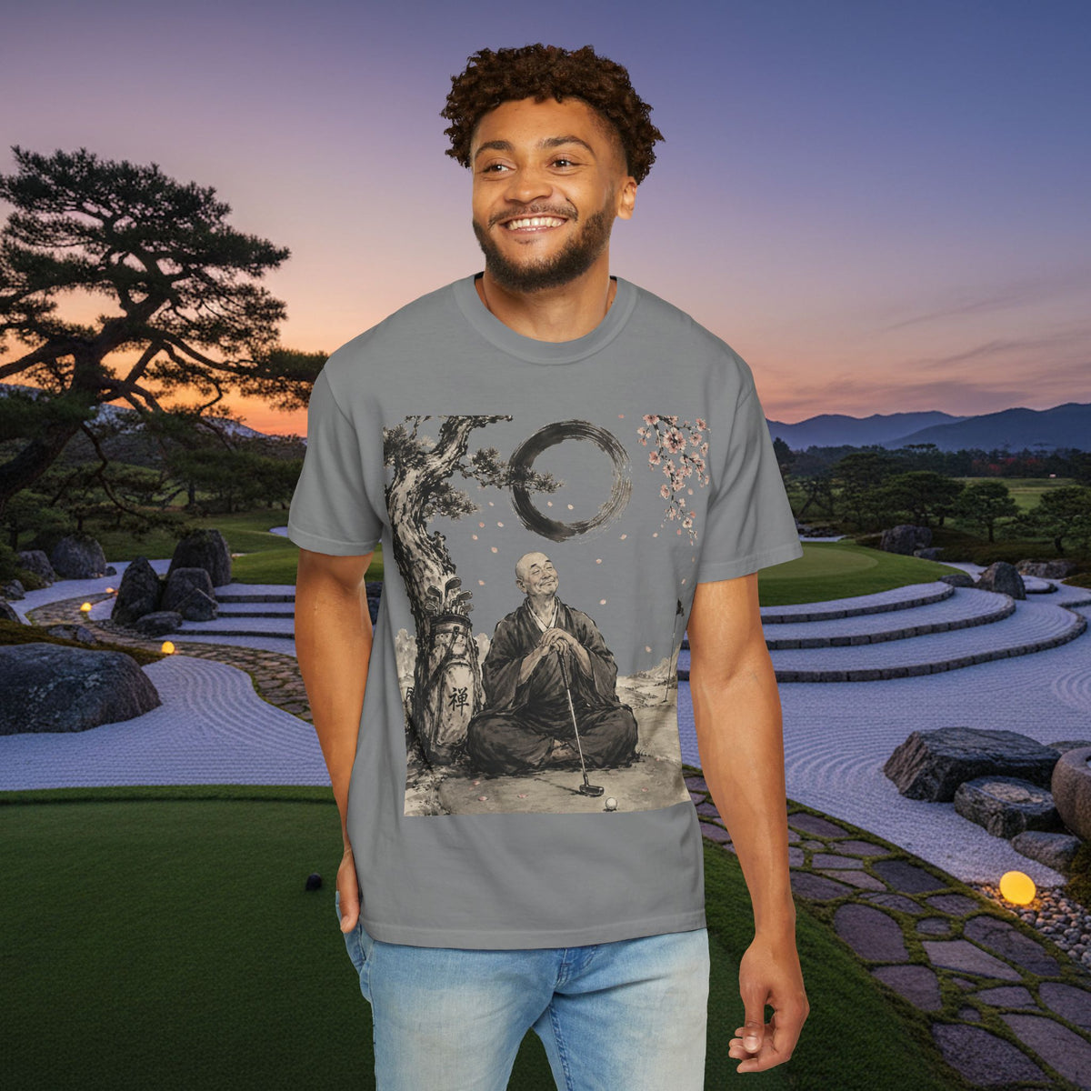 Zen Monk Meditation T-Shirt — 'Enso' Circle Tranquility Tee
