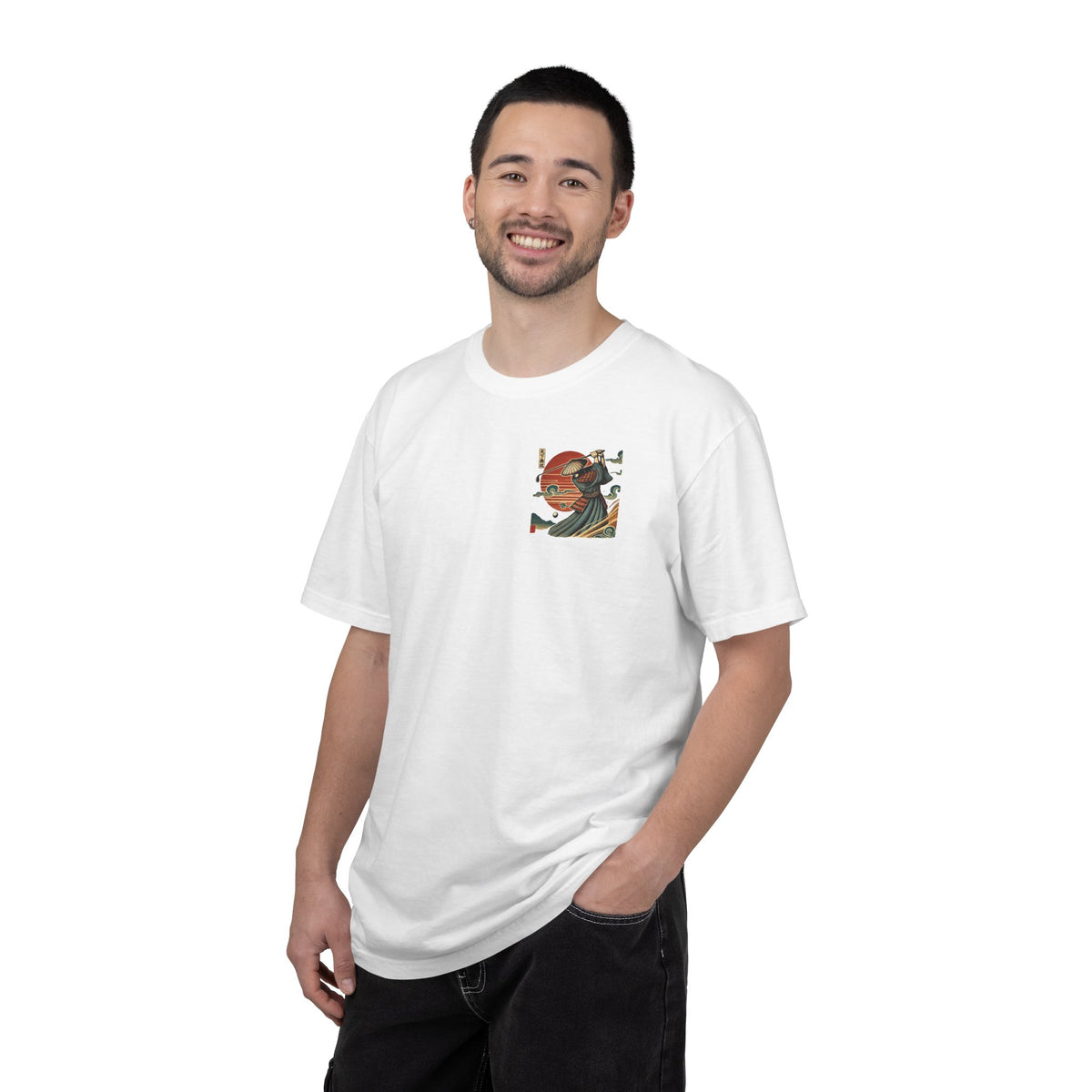 Vintage Samurai Golfer Sunset Front and Back Graphic T-Shirt