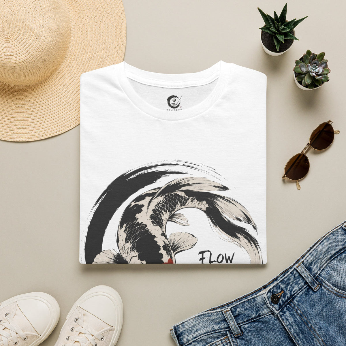 Koi Flow T-Shirt — "Flow with the Game" Zen Fish Graphic Tee