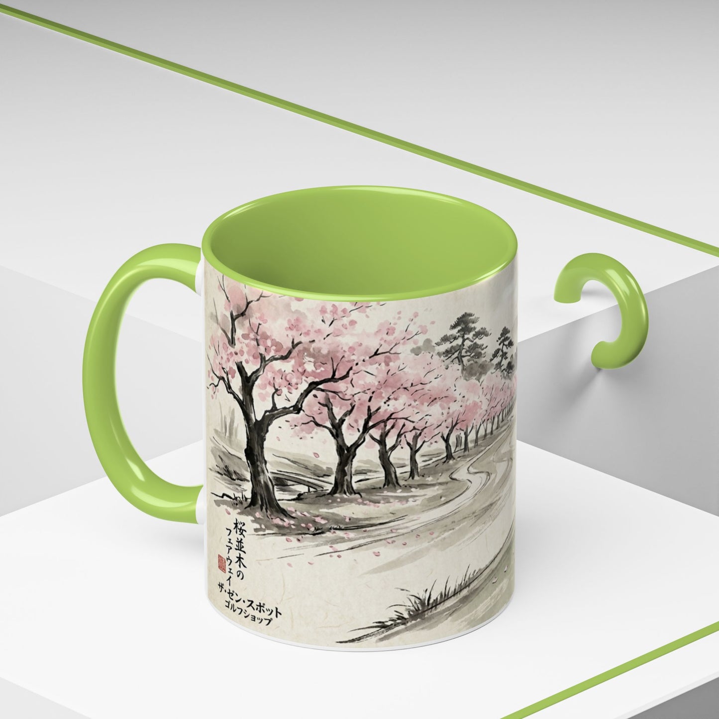Zen Spot Golf Custom Cherry Blossom Golf Mug Scenic Sakura Golf Course Coffee Cup (11/15 oz)