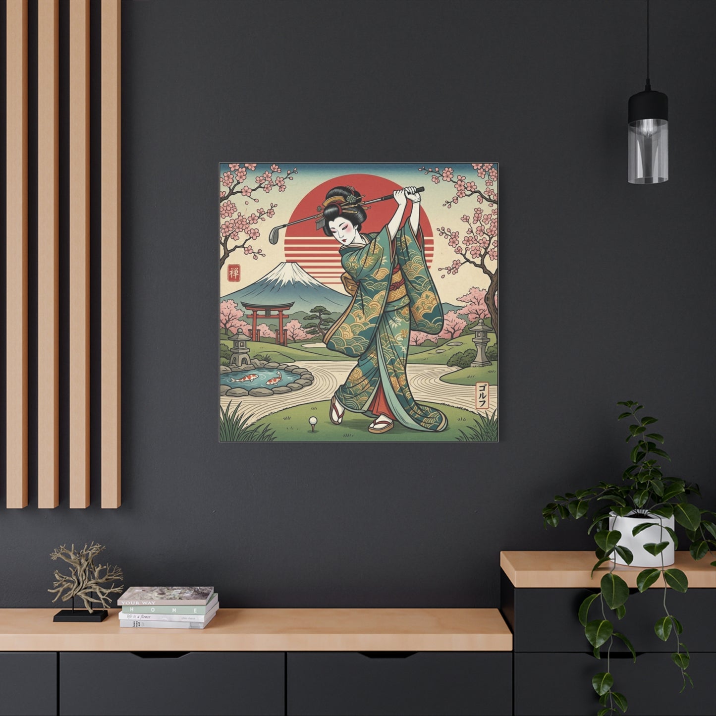 Geisha Golf Ukiyo-e Matte Canvas