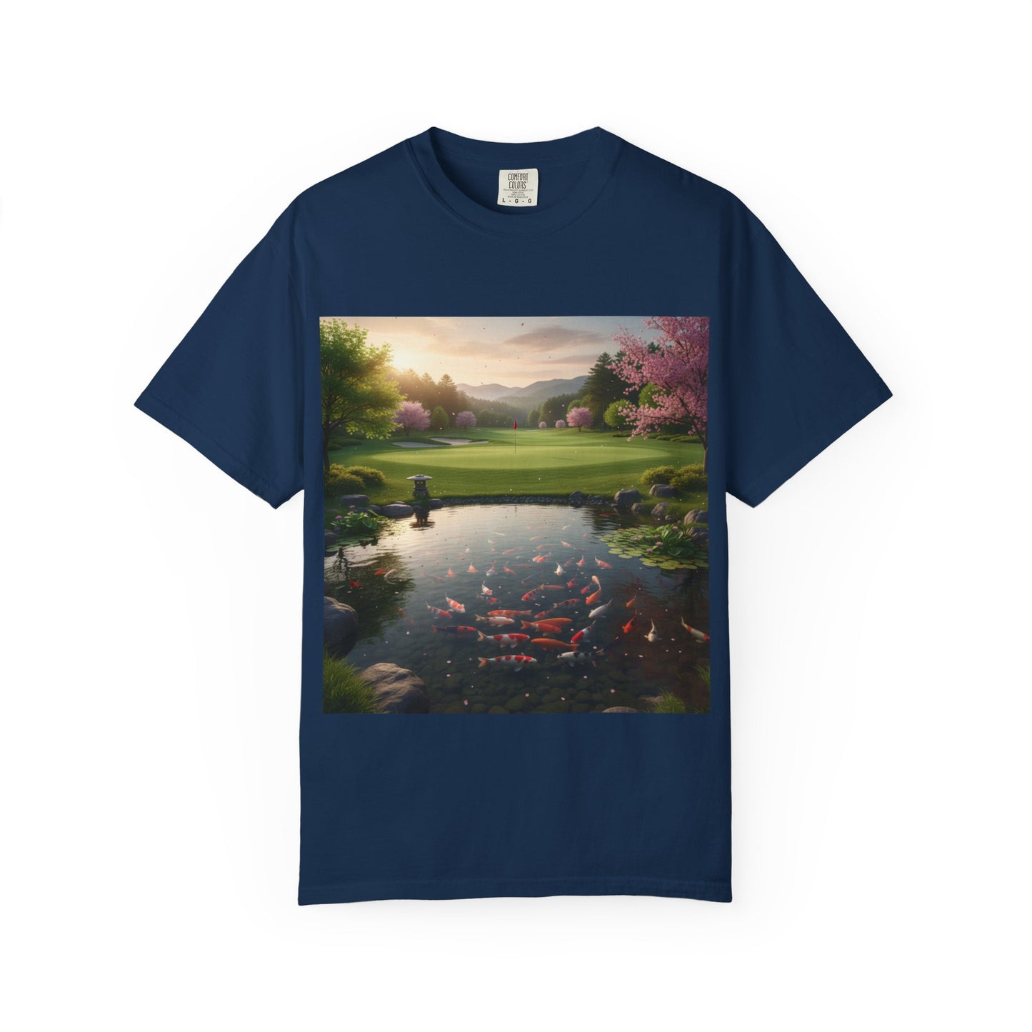 Zen Spot — Koi Pond Sunset Graphic Tee (Front Print)