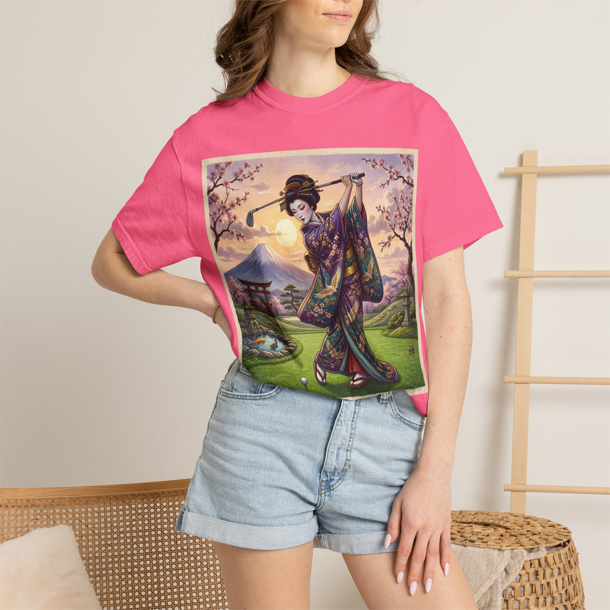 Geisha Golf T-Shirt — Vintage Japanese Garden Tee