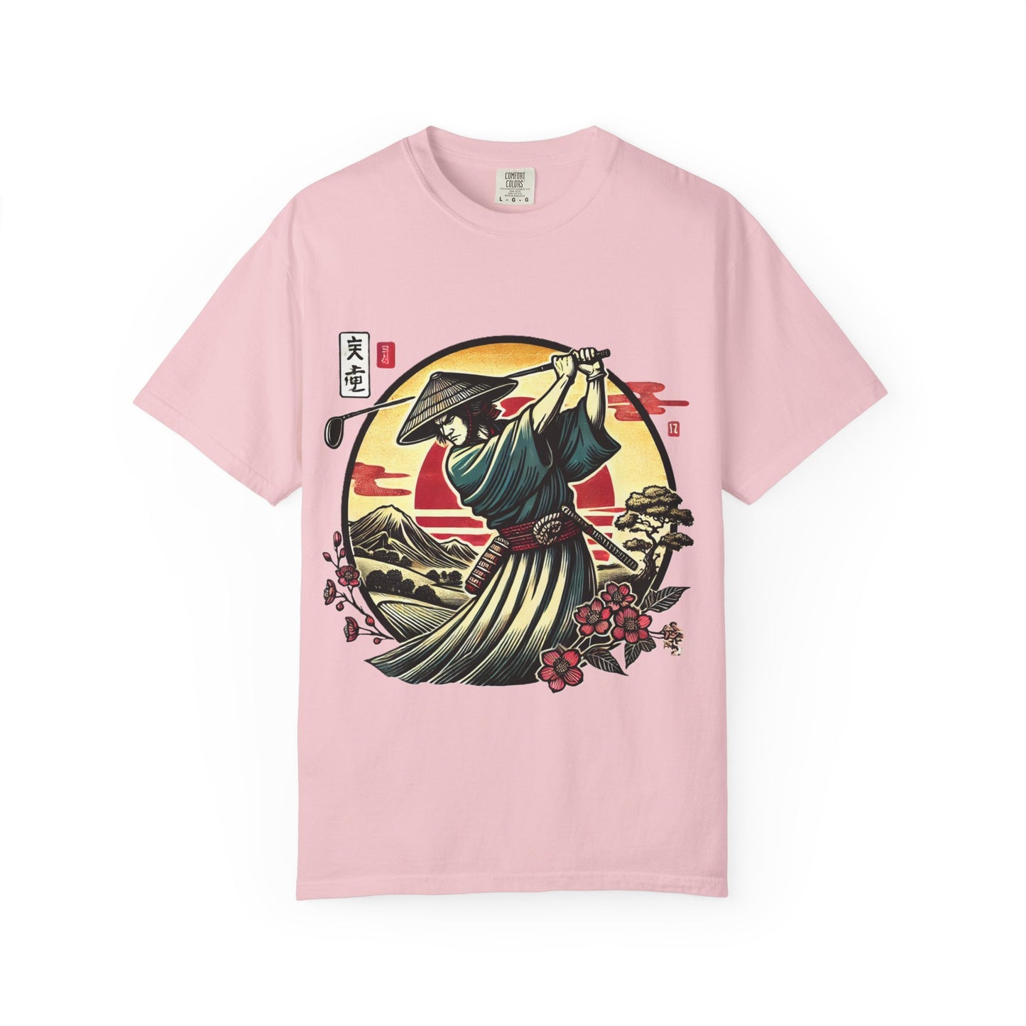 Zen Spot Golf Custom Samurai Golfer Sunset T-Shirt