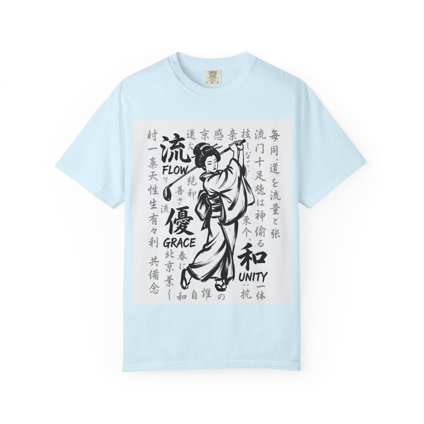 Zen Spot Golf Custom Geisha Kanji Flow, Grace, & Unity T-Shirt