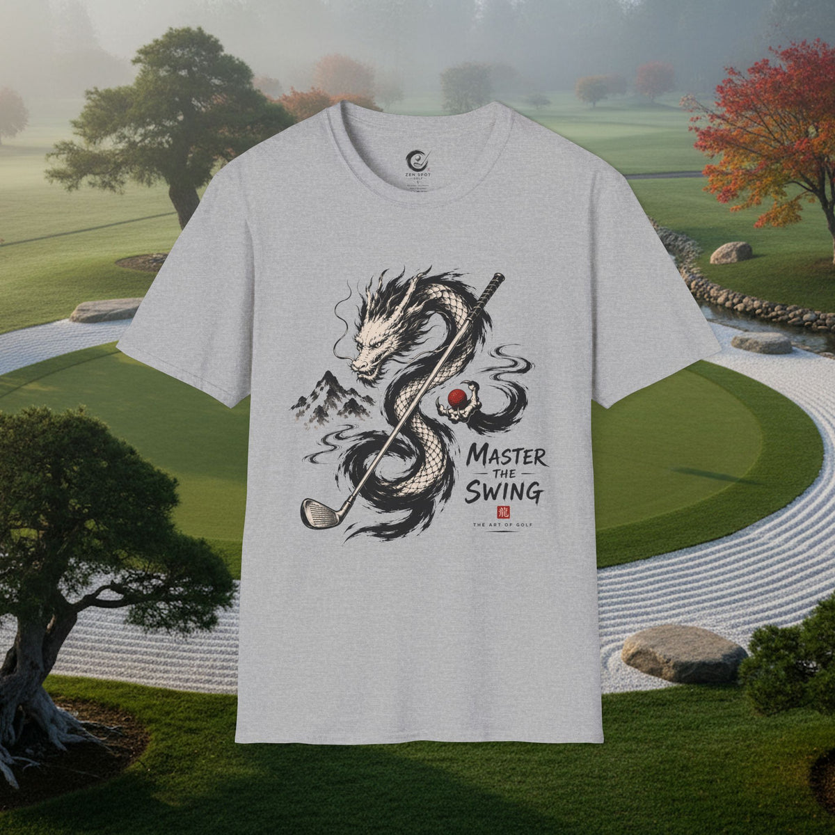 Dragon Golf T-Shirt — "Master the Swing" Asian Ink-Style Golf Shirt